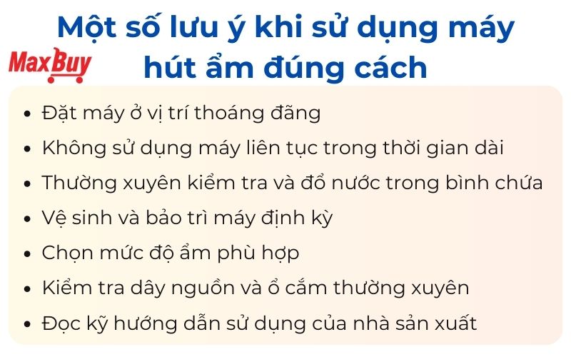 Một số lưu ý khi sử dụng máy hút ẩm đúng cách