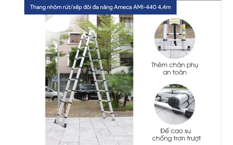 Thang nhôm rút/xếp đôi đa năng Ameca AMI-440 4,4m