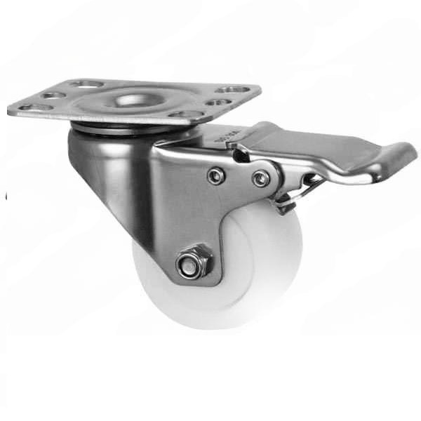Bánh xe Inox IXR 50 PP nhựa trắng Khóa2