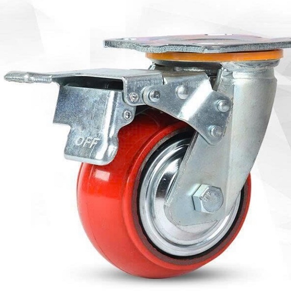 Bánh xe PU BHK100 gang hàn quốc xoay khóa kép