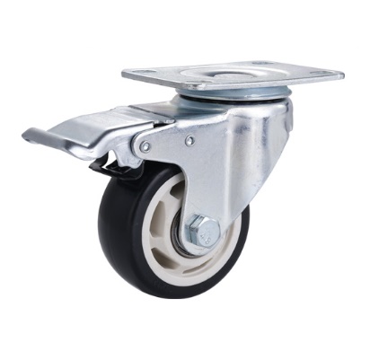 Bánh xe PVC thông hoa đen D75 xoay khóa
