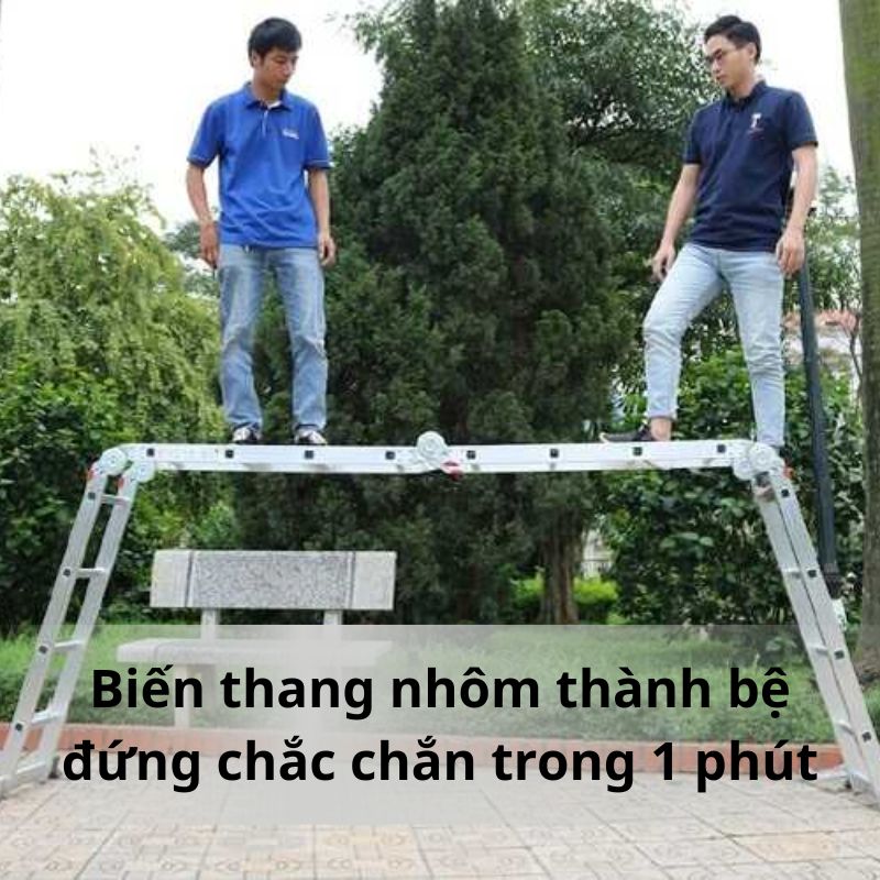 Biến thang nhôm thành bệ đứng chắc chắn trong 1 phút