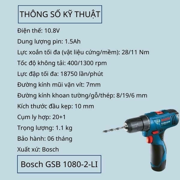 Máy khoan pin Bosch GSB 1080-2-LI