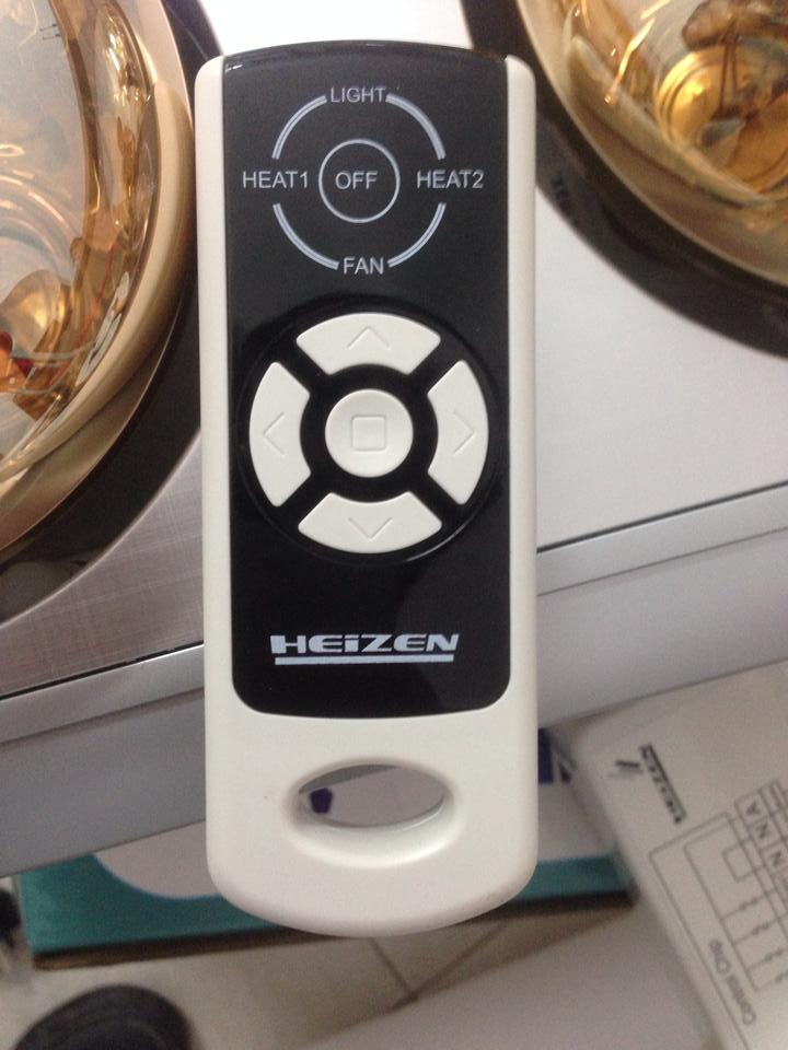 Đèn sưởi nhà tắm Heizen 4 bóng âm trần có điều khiển từ xa (HE4BR)