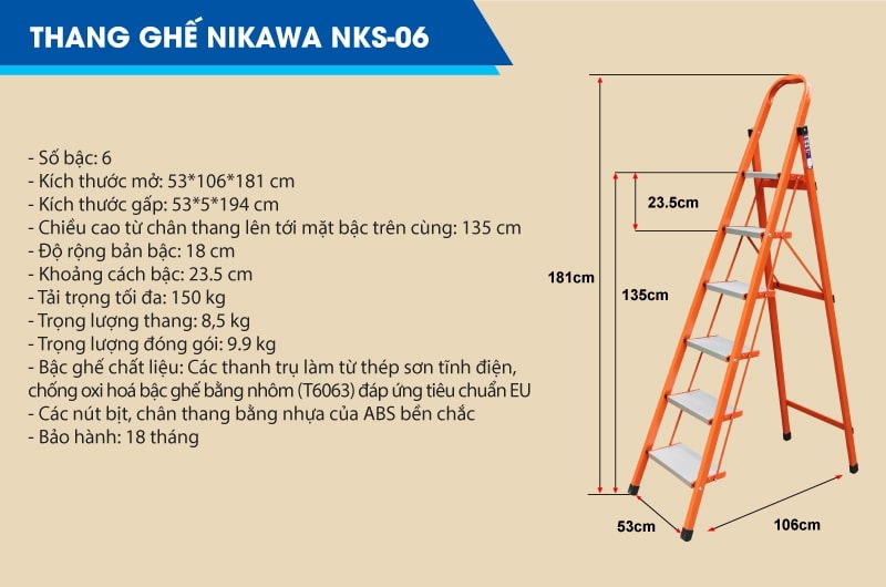 Thang nhôm ghế Nikawa NKS-06