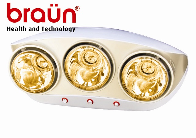 Đèn sưởi nhà tắm Braun BU03G (3 bóng vàng)