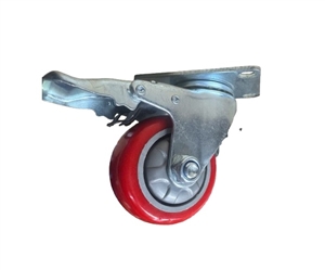 Bánh xe PU đỏ cốt nhựa D100 xoay khóa