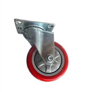 Bánh xe PU đỏ cốt nhựa D125 xoay tròn