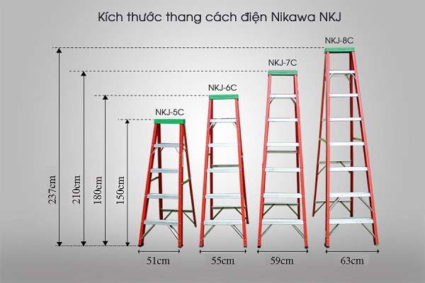 Thang cách điện chữ A chính hãng Nikawa NKJ-6C 6 bậc