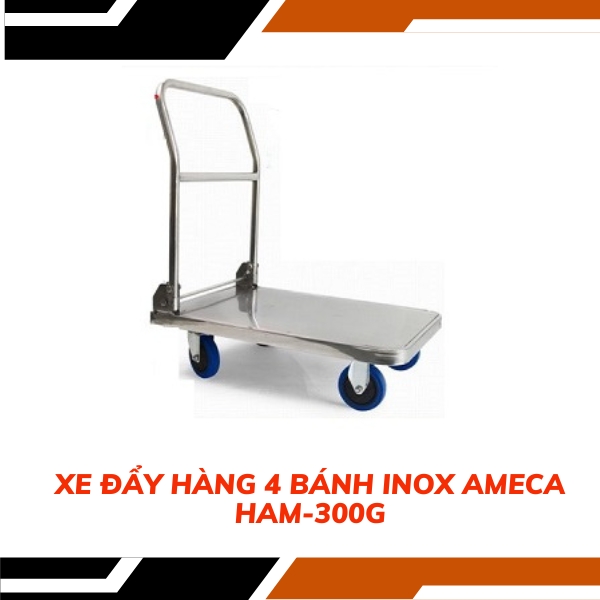 Xe đẩy bán hàng Inox 4 bánh Ameca HAM-300G