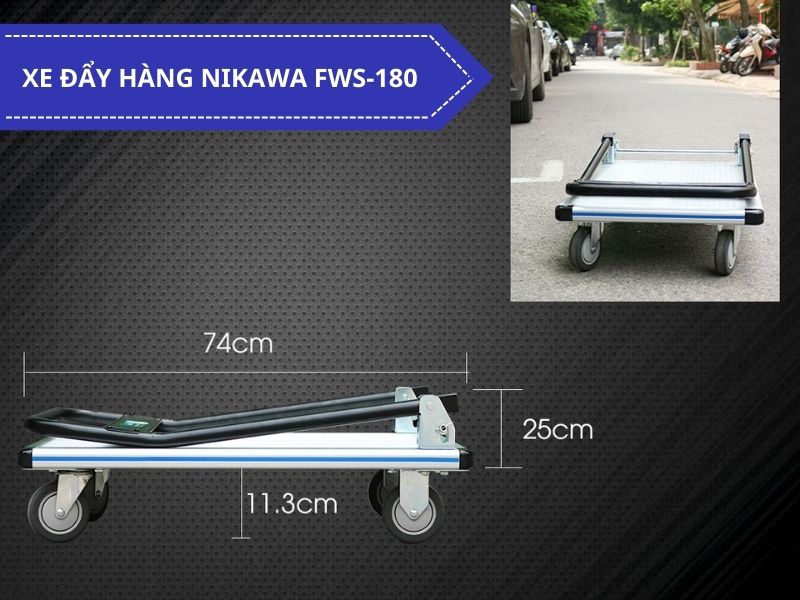 Kích thước đóng của xe đẩy Nikawa FWS-180