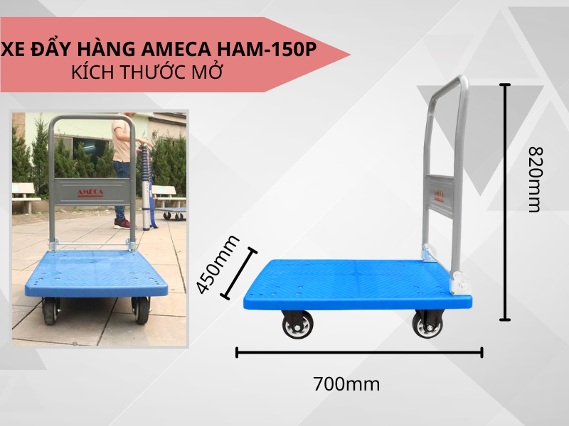 Xe đẩy hàng Ameca HAM-150P có mặt sàn rộng