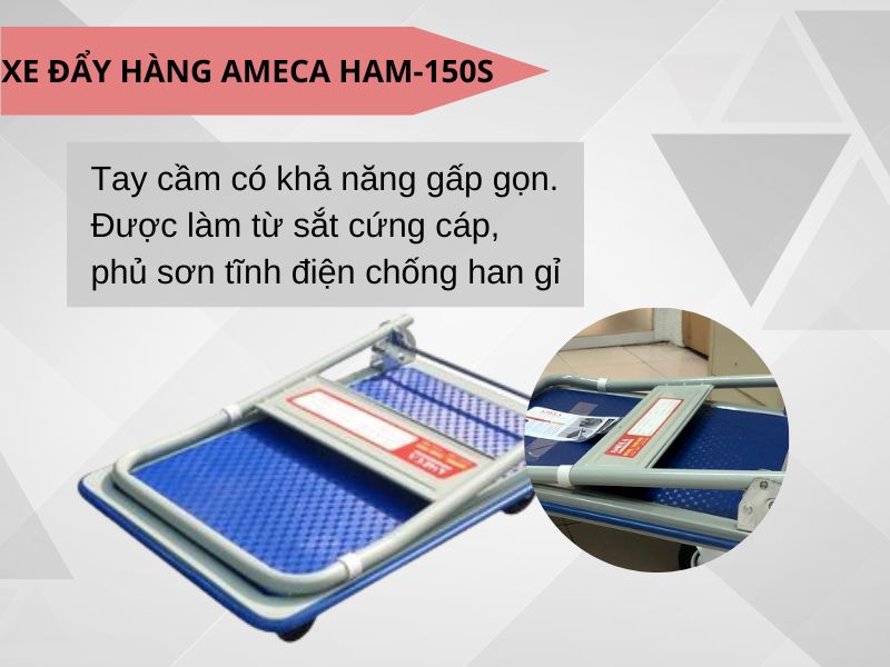 Tay cầm của xe đẩy hàng Ameca HAM-150S có thể gấp gọn